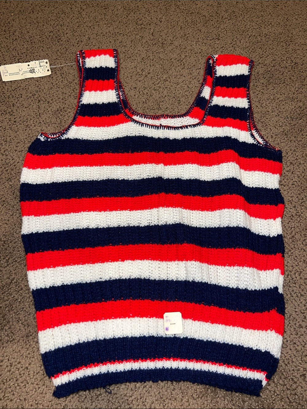 NWT vintage 80’s 90’s sweater tank red white blue women’s small